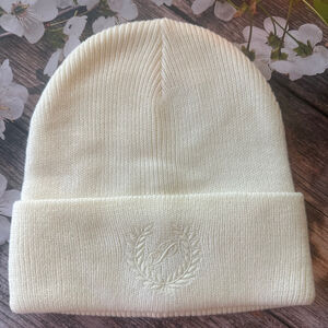 Pink Victoria’s Secret Cream Beanie Hat One Size